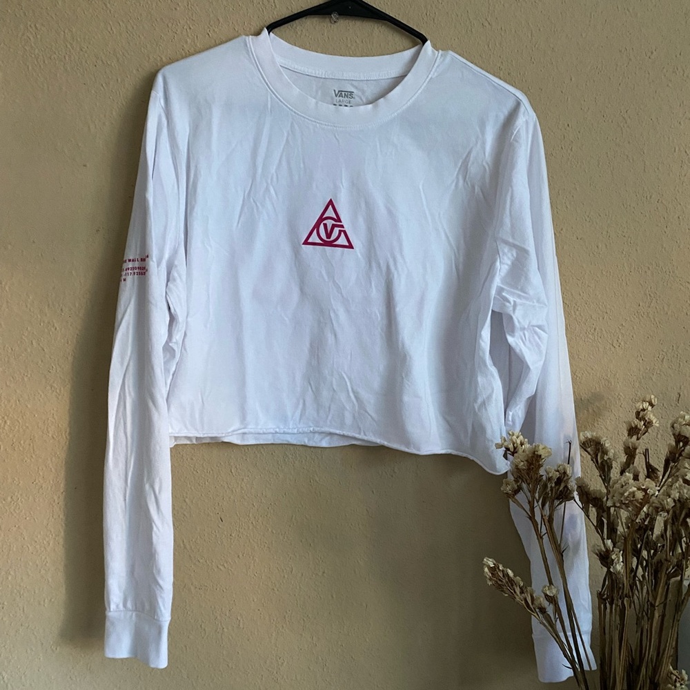 Womens Vans 66 Supply Triangle Pink/White Crop Top Longsleeve Shirt